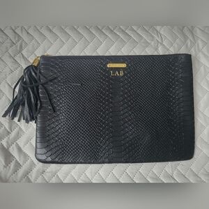 GiGi New York Uber clutch in black embossed python leather